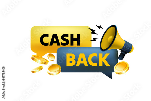 Cash Back label, discount coupon sticker, information message. Vector illustration