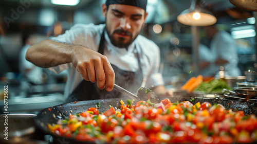 chef preparing food in restaurant