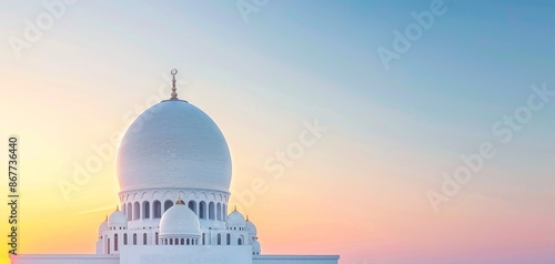 Wallpaper Mural Stunning white mosque dome against a colorful sunset sky. Perfect for travel, architecture, and religious stock images. Torontodigital.ca