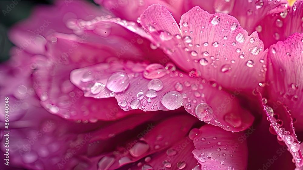 Close-up of raindrops on a delicate pink peony, with the water enhancing the flower's beauty Close-up of raindrops on a delicate pink peony, with the water enhancing the flower's beauty