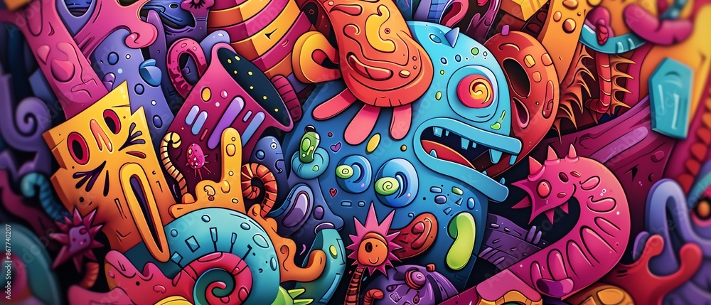 Whimsical and playful doodles of small imaginary objects created Whimsical and playful doodles of small imaginary objects created