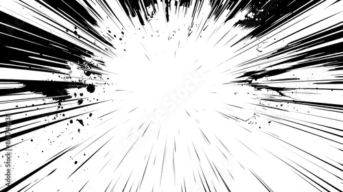 Comic book style black & white with transparent background PNG