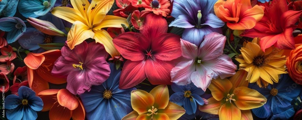 A bouquet of colorful flowers, their petals unfurling like works of art. A bouquet of colorful flowers, their petals unfurling like works of art.