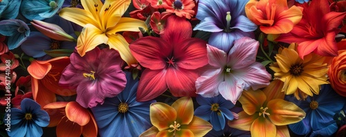 A bouquet of colorful flowers, their petals unfurling like works of art. © Sanych