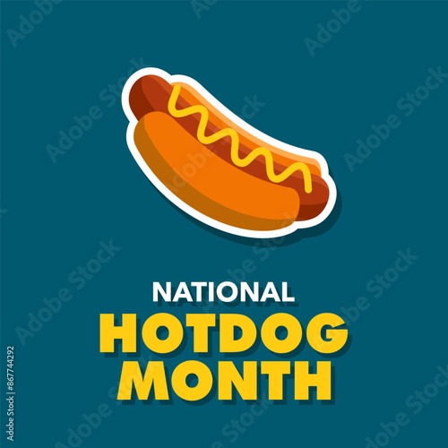 vector graphic of national hot dog month good for national hot dog month celebration. flat design. flyer design.flat illustration.