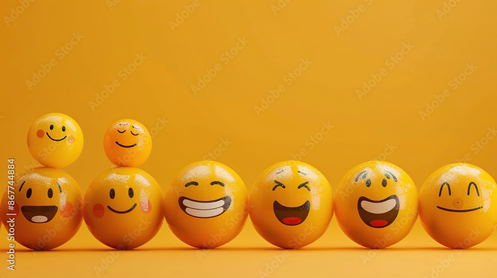Smiling Emojis on a Yellow Background Smiling Emojis on a Yellow Background