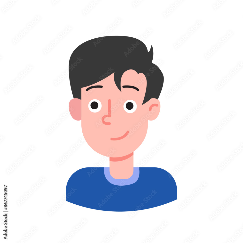 Flat illustration of young boy smiling avatar