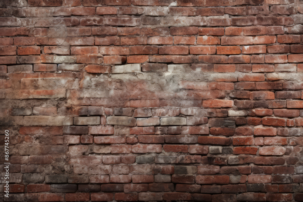 Processed collage of obsolete red brock masonry wall texture. Background for banner, backdrop