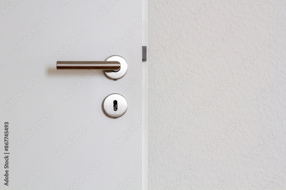 Modern White Door with Stainless Steel Handle Modern White Door with Stainless Steel Handle