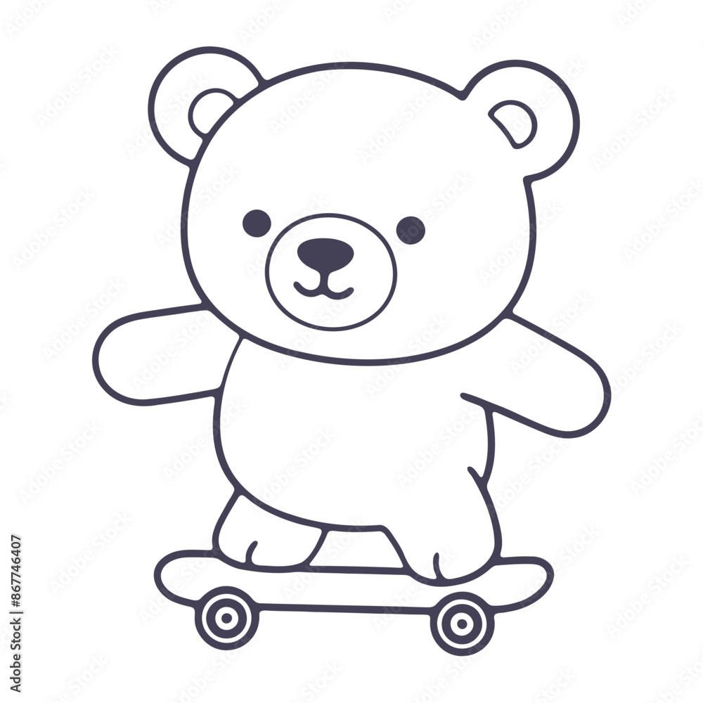 A cute white teddy bear riding a skateboard A cute white teddy bear riding a skateboard