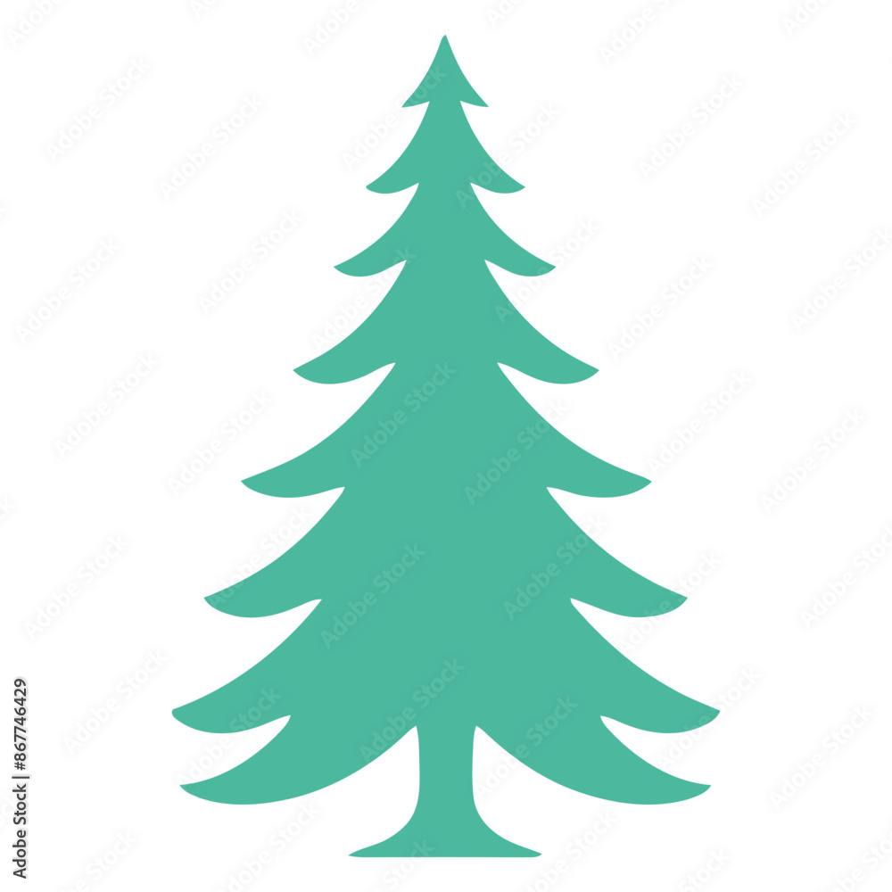 A green pine tree silhouette against a white background A green pine tree silhouette against a white background