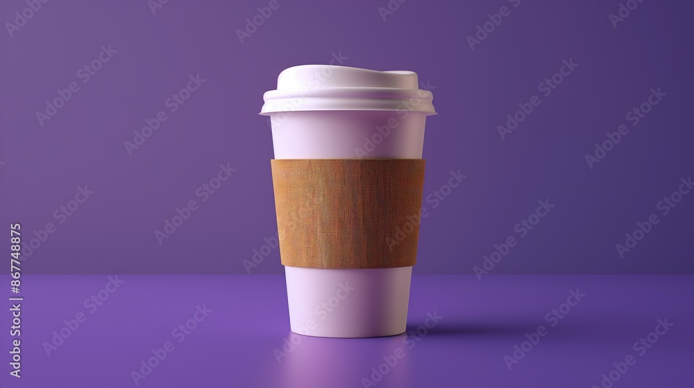 cardboard coffee cup on a purple background cardboard coffee cup on a purple background