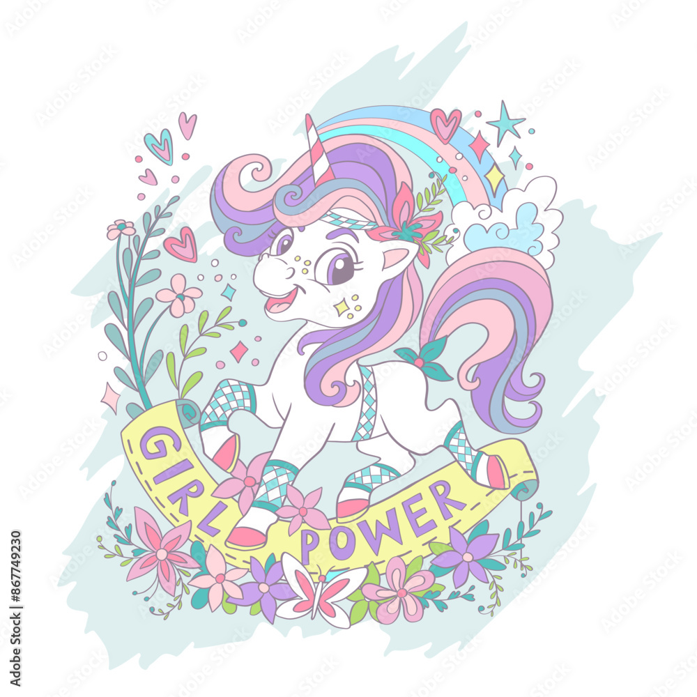 Cute unicorn with flowers card vector illustration Cute unicorn with flowers card vector illustration