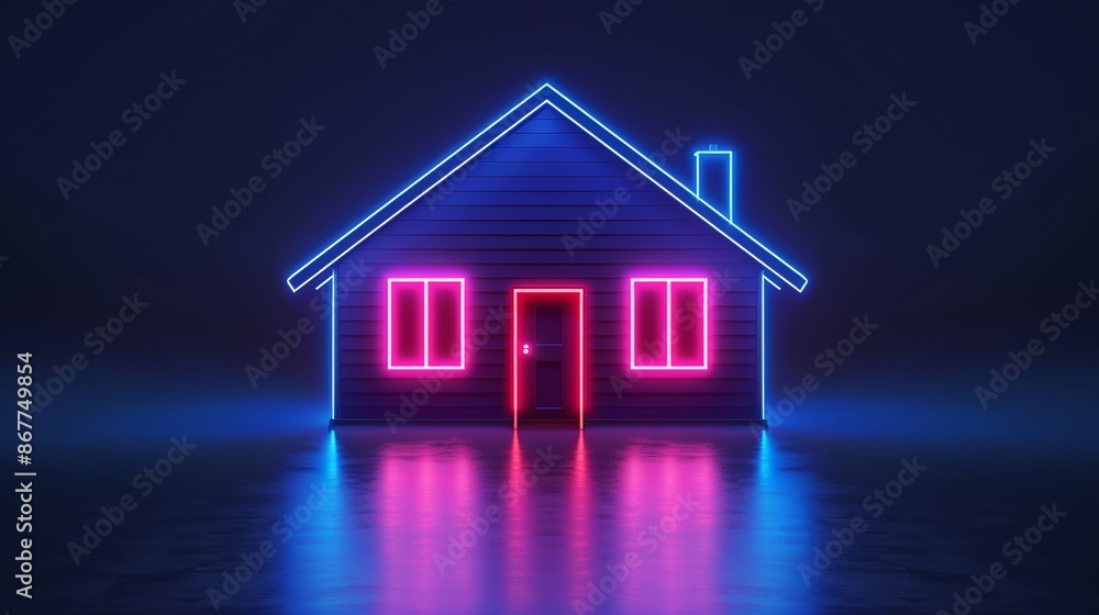Futuristic house with holographic foreclosure sign, bankruptcy result Futuristic house with holographic foreclosure sign, bankruptcy result