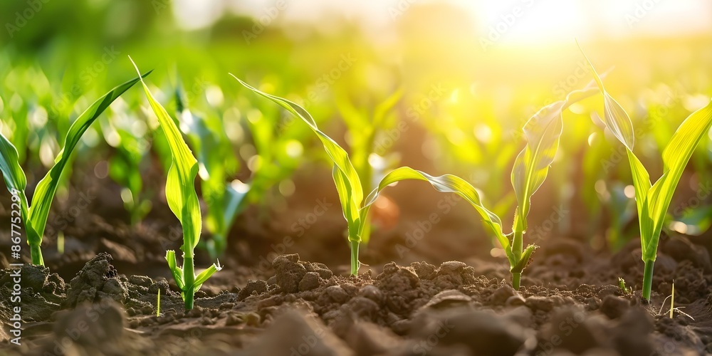 Sweet corn plantation in a rural organic farm. Concept Sweet Corn Farming, Organic Agriculture, Rural Farming, Sustainable Practices, Crop Cultivation Sweet corn plantation in a rural organic farm. Concept Sweet Corn Farming, Organic Agriculture, Rural Farming, Sustainable Practices, Crop Cultivation