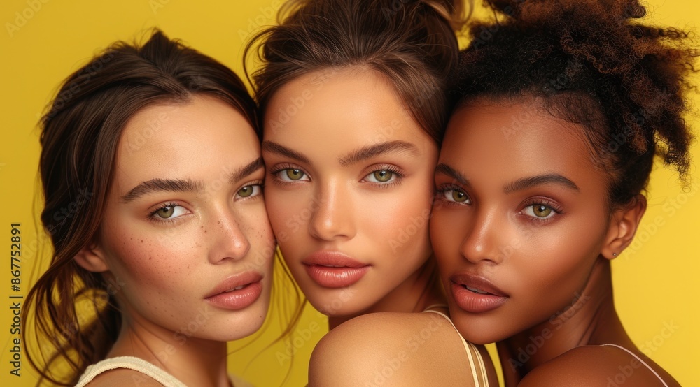 Beautiful three young asian woman with clean fresh skin on background, Face care, Facial treatment, Cosmetology, beauty and spa, Asian women portrait Beautiful three young asian woman with clean fresh skin on background, Face care, Facial treatment, Cosmetology, beauty and spa, Asian women portrait