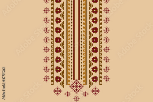 Neck embroidery ethnic geometric oriental traditional pattern. Ikat paisley geometry Aztec style decoration design for fabric, texture, textile, ornaments, neckline, necklace, collar, border decor