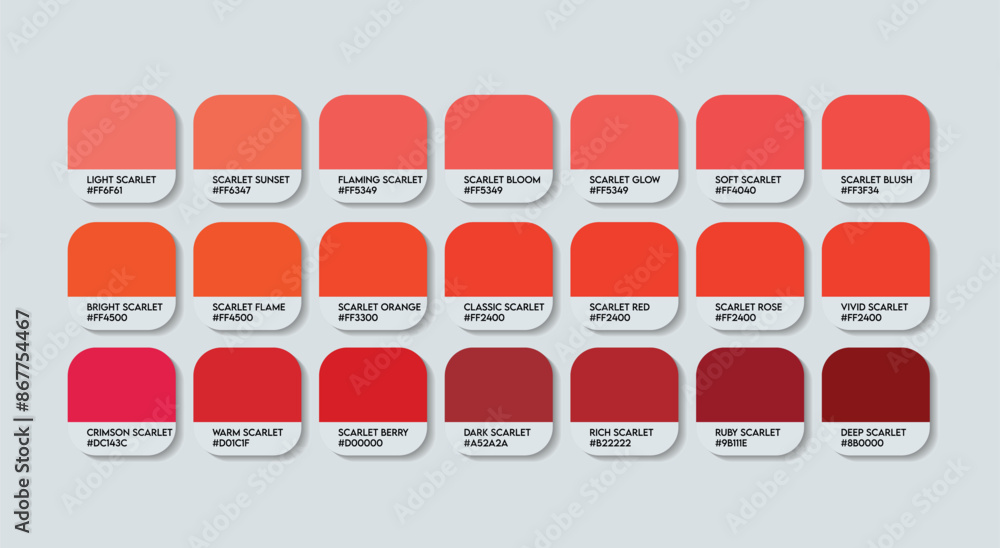 Scarlet Color Palette, Scarlet Color Guide Palette with Color Names ...