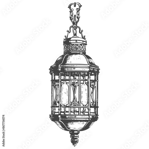 Vintage lantern pendant lamp industrial style full with engraving style black color only