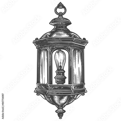 Vintage lantern pendant lamp industrial style full with engraving style black color only