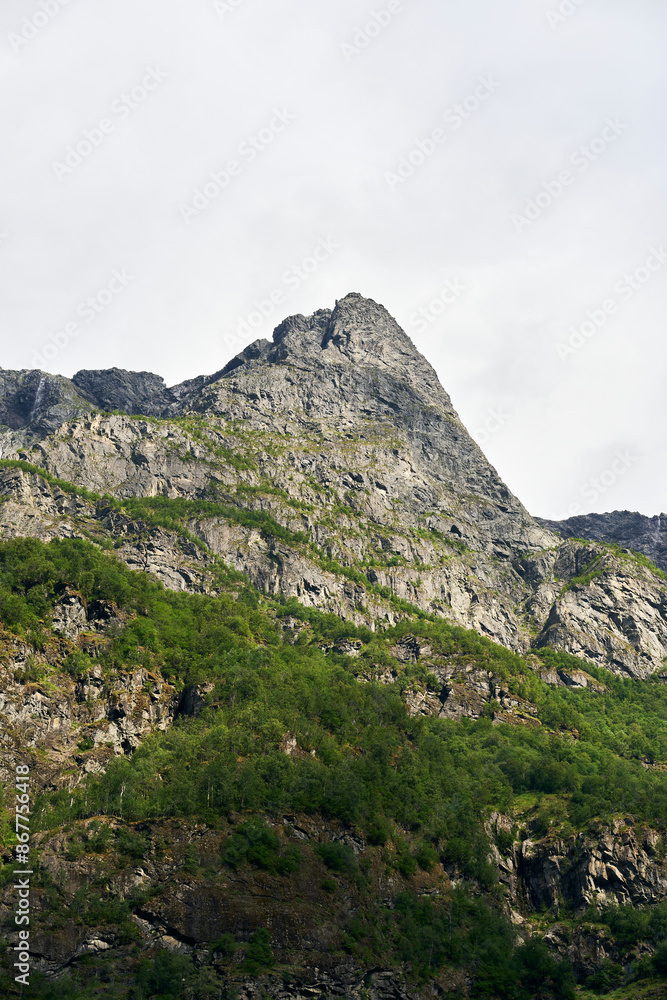 Mountain peak from Gudvangen by the fjord of Nærøyfjorden, Norway. Mountain peak from Gudvangen by the fjord of Nærøyfjorden, Norway.