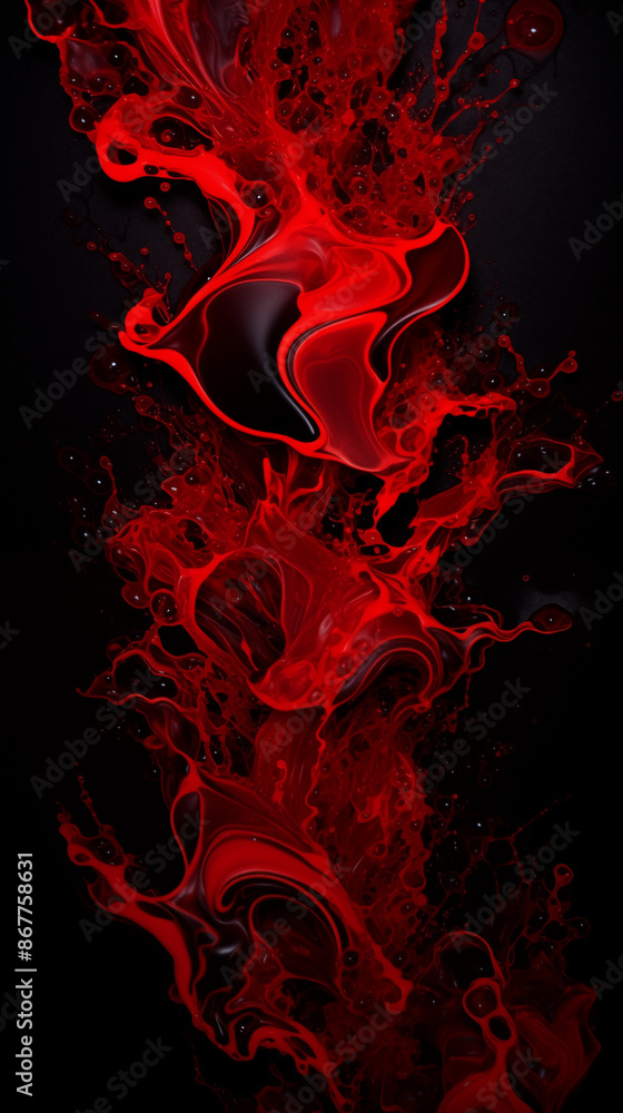 Red Color Ink Fluid Waves Flowing on Black Background, Abstract Image, Texture, Pattern Background, Wallpaper, Background, Cell Phone Cover and Screen, Smartphone, Computer, Laptop, 9:16 and 16:9 Form Red Color Ink Fluid Waves Flowing on Black Background, Abstract Image, Texture, Pattern Background, Wallpaper, Background, Cell Phone Cover and Screen, Smartphone, Computer, Laptop, 9:16 and 16:9 Form