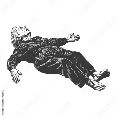 Elderly man lying in a peaceful slumber his face relaxed and serene
