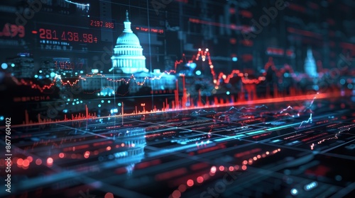 US Capitol Building Overlaid on Stock Market Data