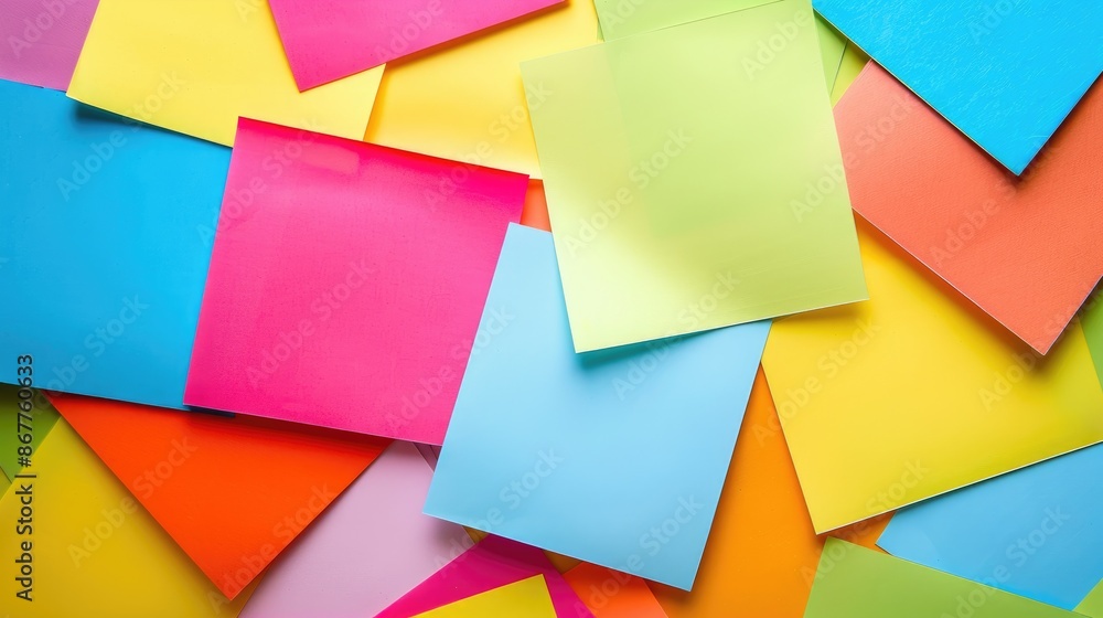 Colored note paper on a white background with space for copying Colored note paper on a white background with space for copying