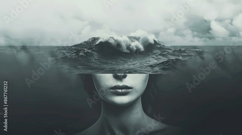 A fusion of human and nature in a poetic underwater scene.
