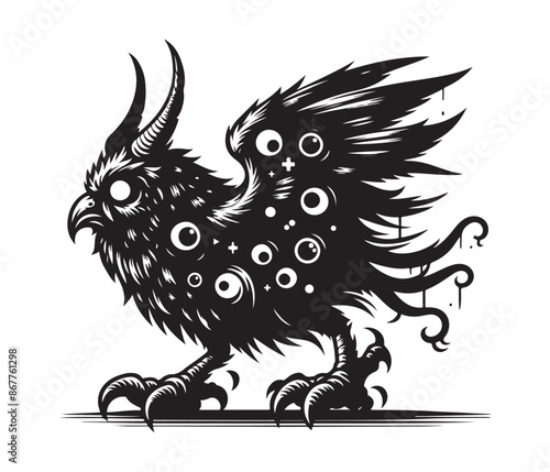 monster bird vector art graphic resources silhourtte vector style, white background photo