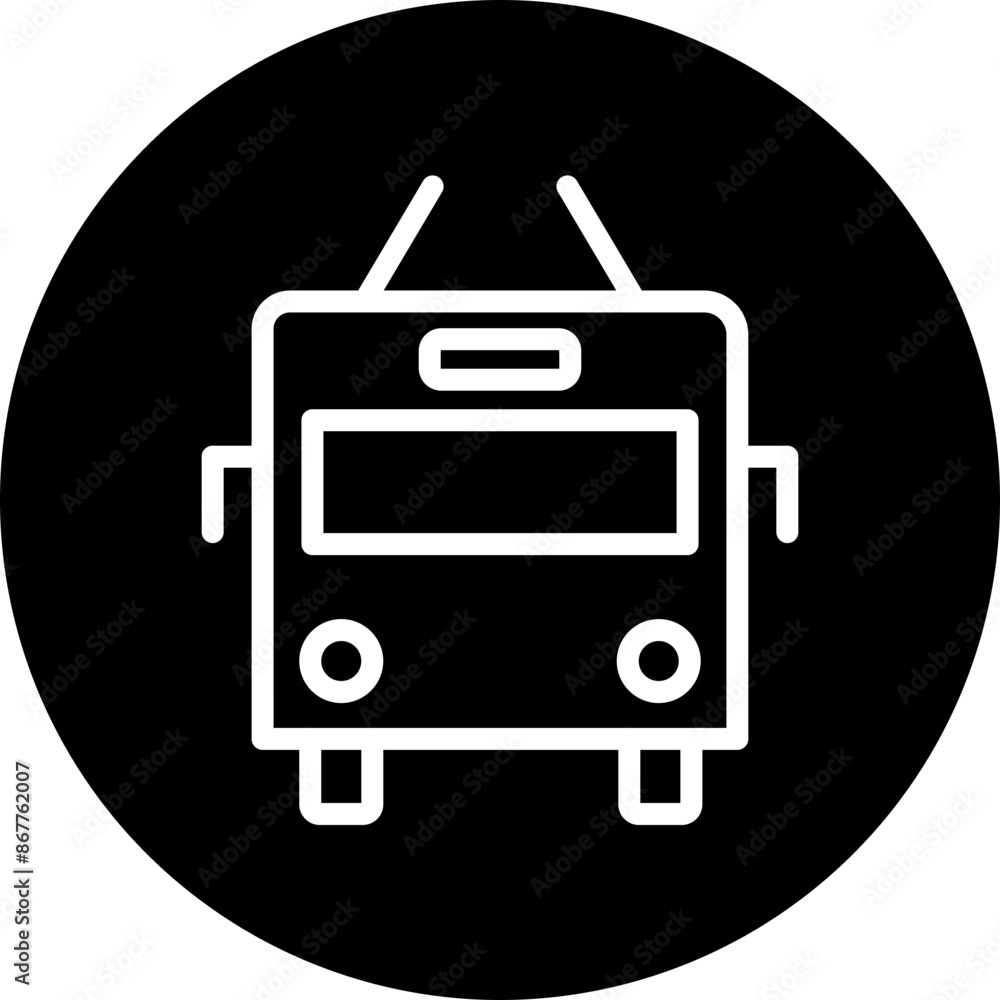 Trolleybus Vector Line White Circle Black Trolleybus Vector Line White Circle Black