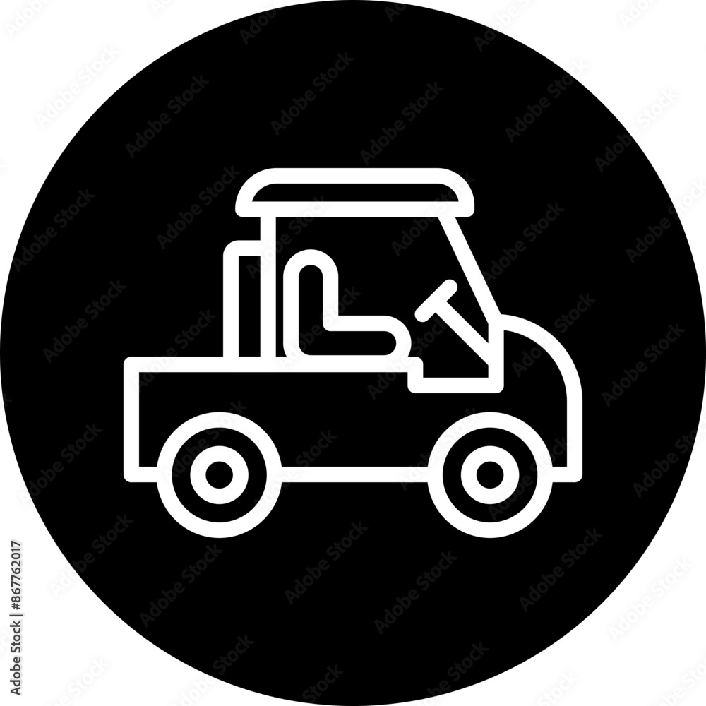 Golf cart Vector Line White Circle Black Golf cart Vector Line White Circle Black