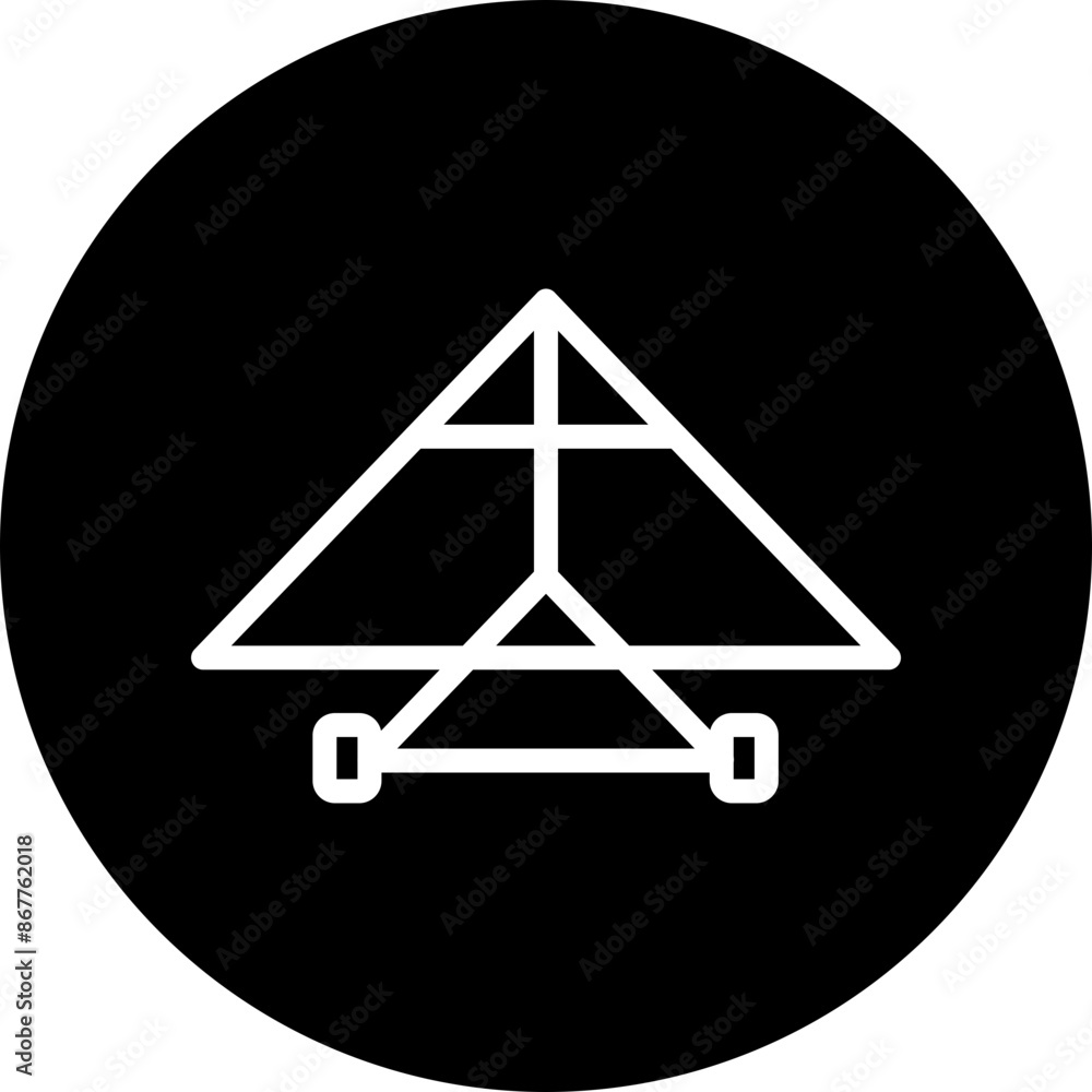 Hang glider Vector Line White Circle Black Hang glider Vector Line White Circle Black