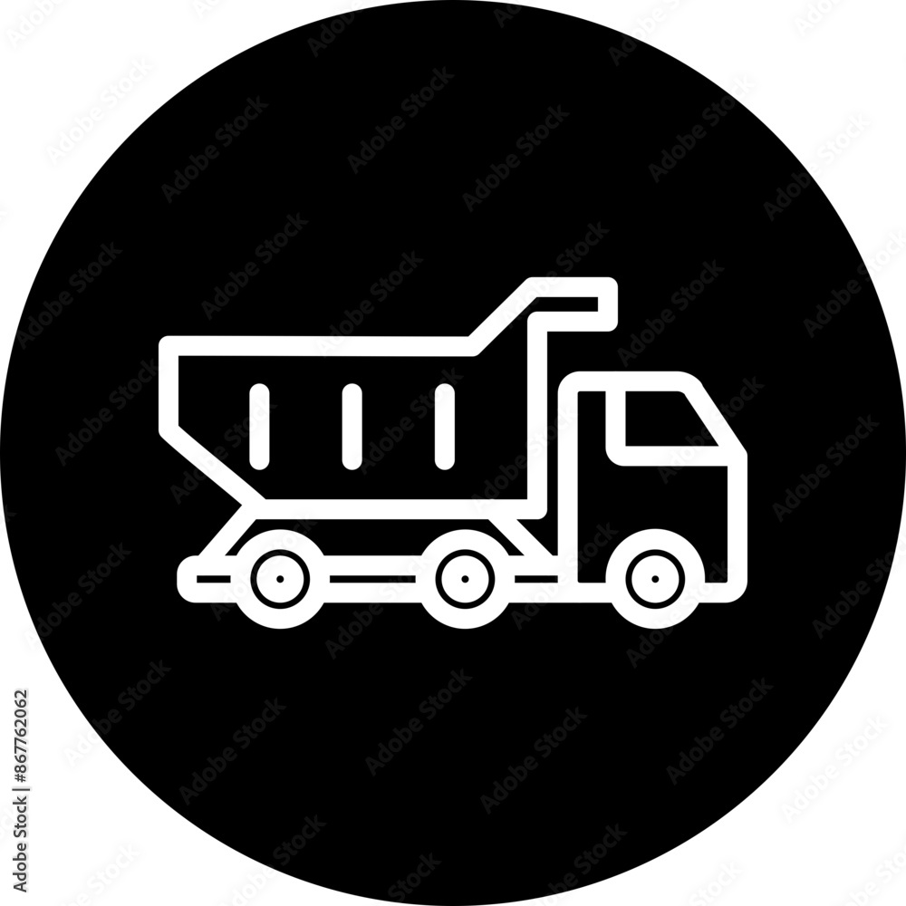 Dump truck Vector Line White Circle Black Dump truck Vector Line White Circle Black
