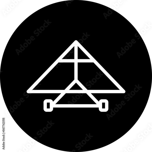 Hang glider Vector Line White Circle Black