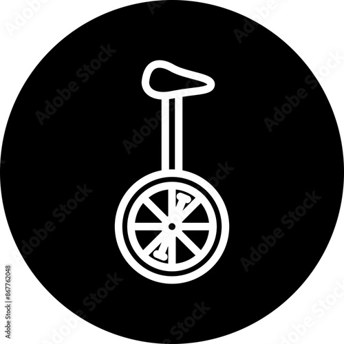 Unicycle Vector Line White Circle Black