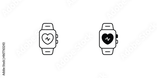smartwatch icon with white background vector stock illustration