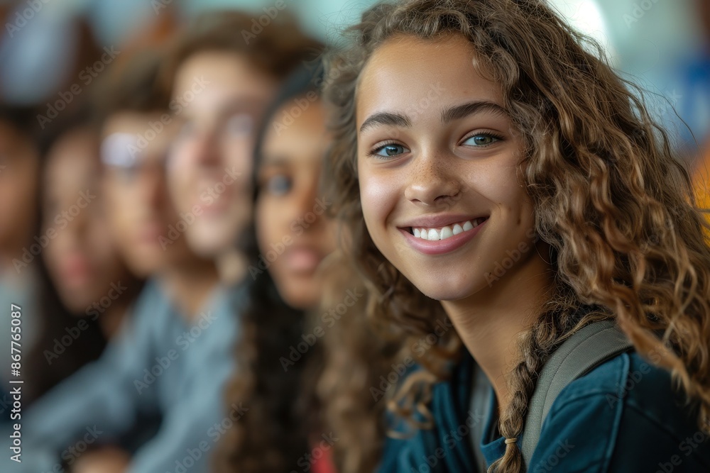 Smiling Young Woman with Friends Smiling Young Woman with Friends