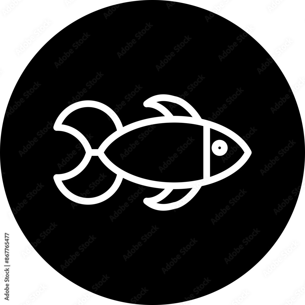 fish Vector Line White Circle Black fish Vector Line White Circle Black