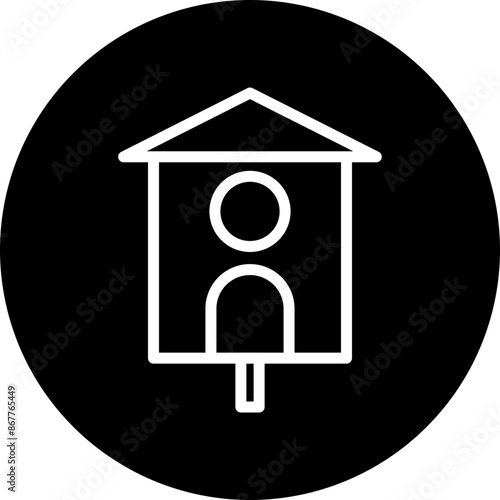 bird house Vector Line White Circle Black