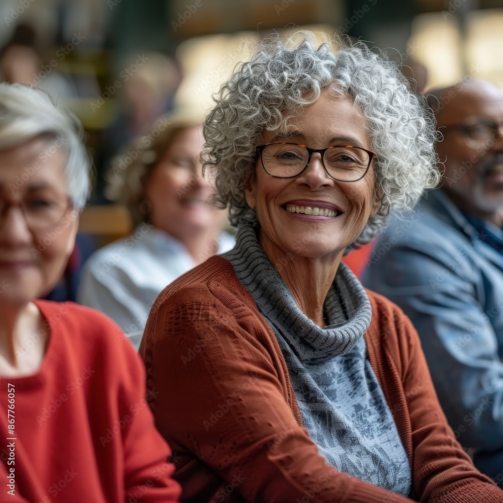 Smiling Woman in a Crowd Smiling Woman in a Crowd