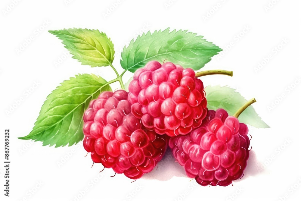 Raspberry watercolor illustration isolated on white background Raspberry watercolor illustration isolated on white background