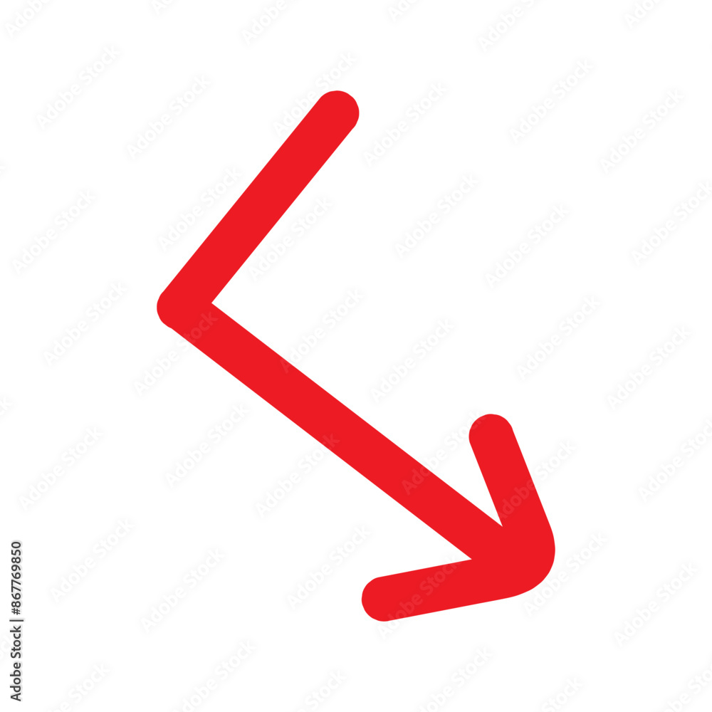 Red Hand drawn arrow icon. Arrow sketch graphic design for education and business use. 