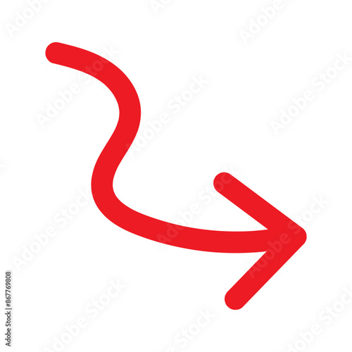 Red Hand drawn arrow icon. Arrow sketch graphic design for education and business use. 