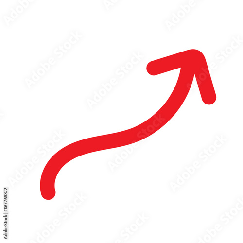 Red Hand drawn arrow icon. Arrow sketch graphic design for education and business use. 