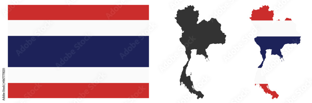 Thailand map and flag set vector.eps Thailand map and flag set vector.eps