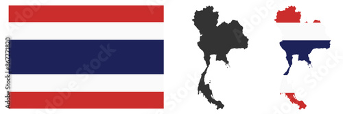 Thailand map and flag set vector.eps