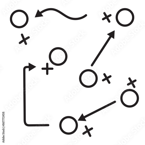 Soccer field strategy game tactic football vector board game plan. Soccer team strategy