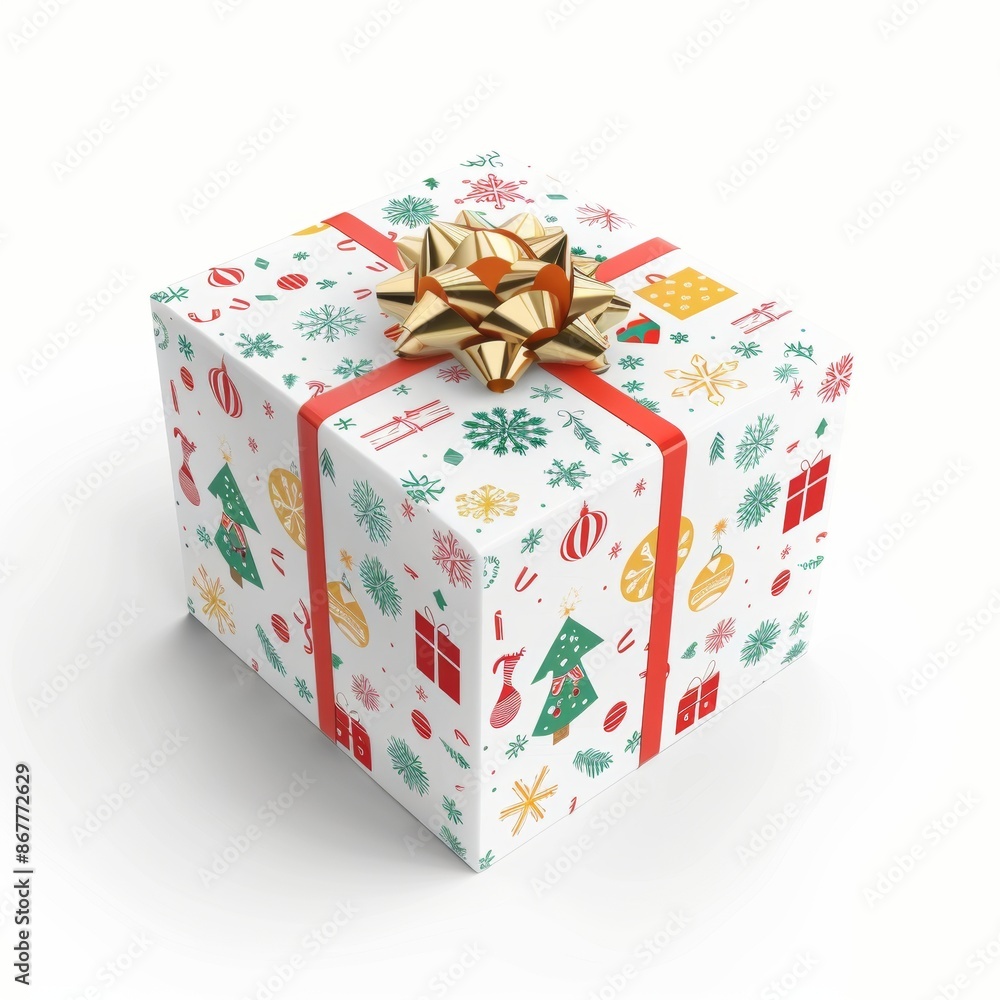Gift box isolated on background. Surprise for xmas, present for new year, Pattern shape Christmas gift box Gift box isolated on background. Surprise for xmas, present for new year, Pattern shape Christmas gift box